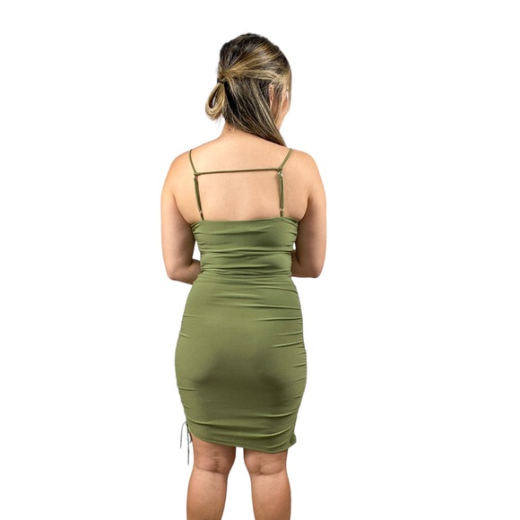 Ruched Sage Bodycon Dress - Picture 5 of 5